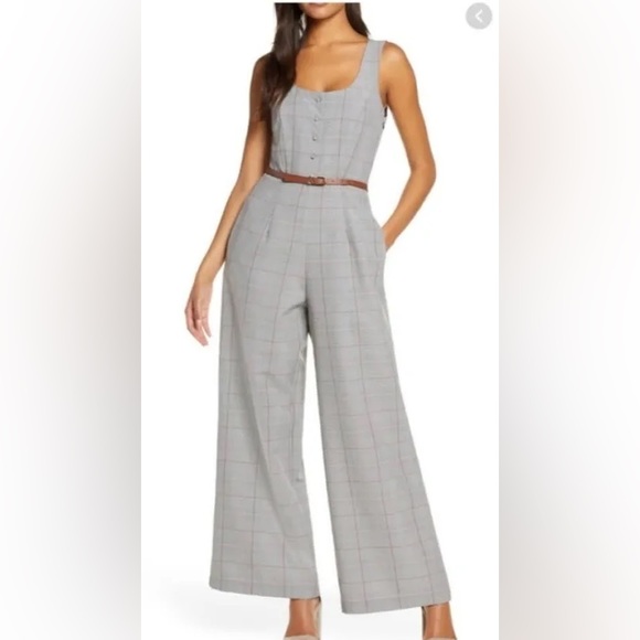 Julia Jordan Plaid Belted Jumpsuit NWT - Picture 4 of 5